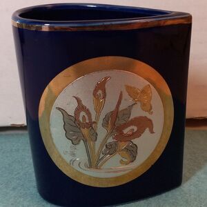 Vintage Japan Chokin Vase Cottagecore Metal Engravings Gilded w/ Gold & Silver